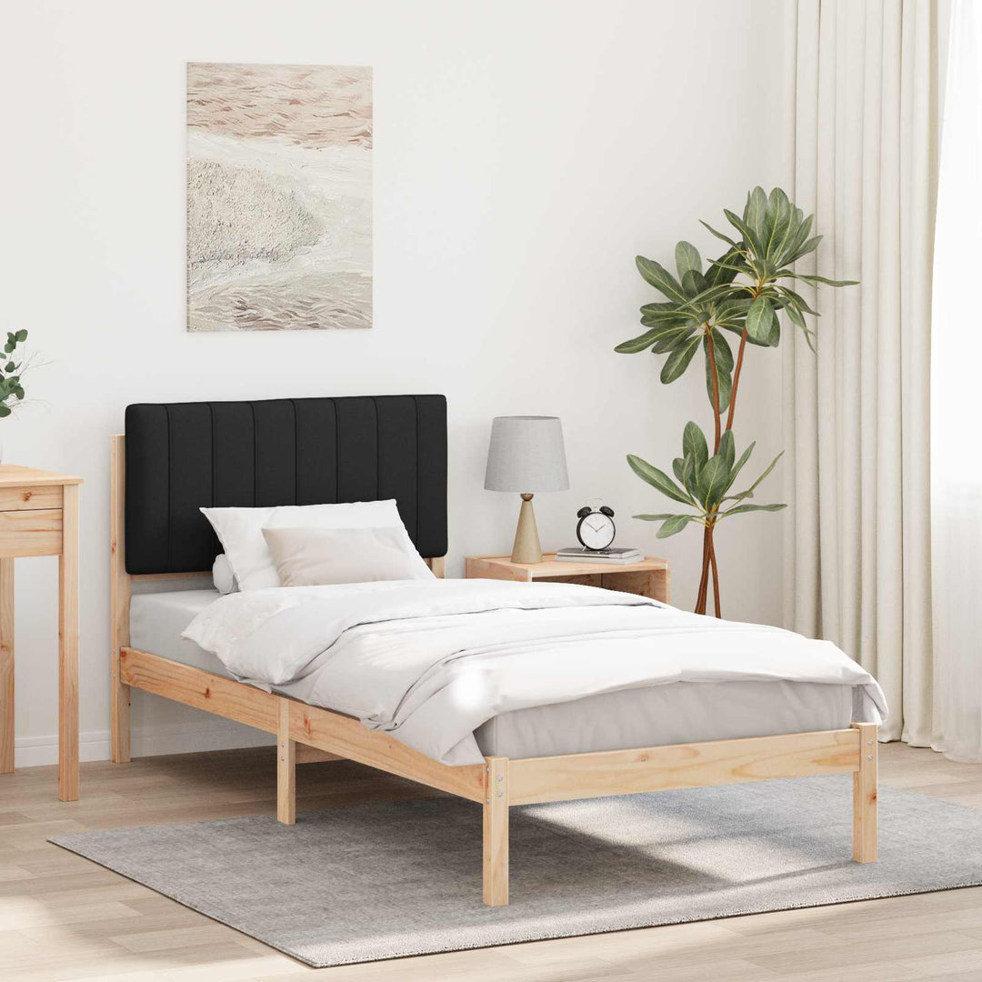 Sengestel med Polstret Hovedgavl Naturlig og sort 90 x 200 cm