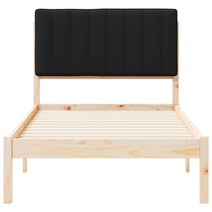 Sengestel med Polstret Hovedgavl Naturlig og sort 90 x 200 cm