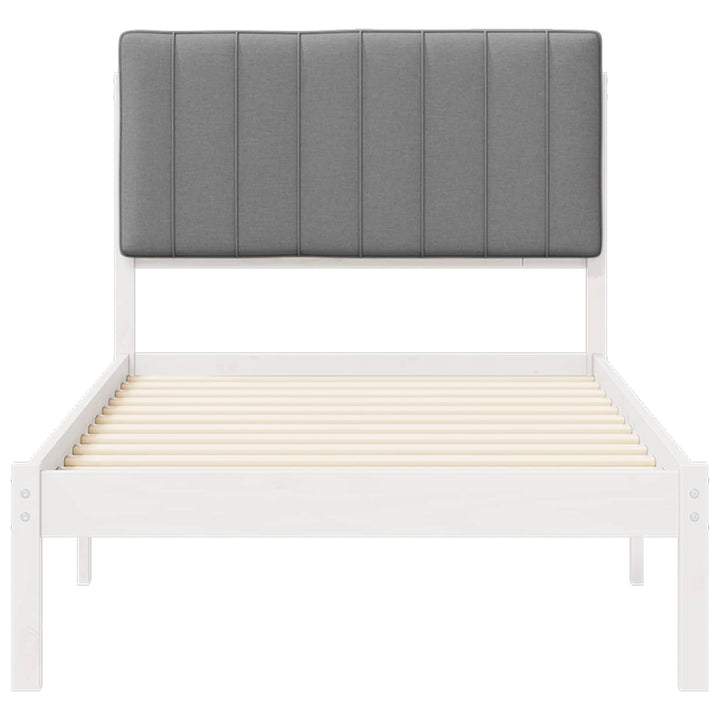 Sengestel med Polstret Hovedgavl Hvid og Lys Grå 90 x 200 cm
