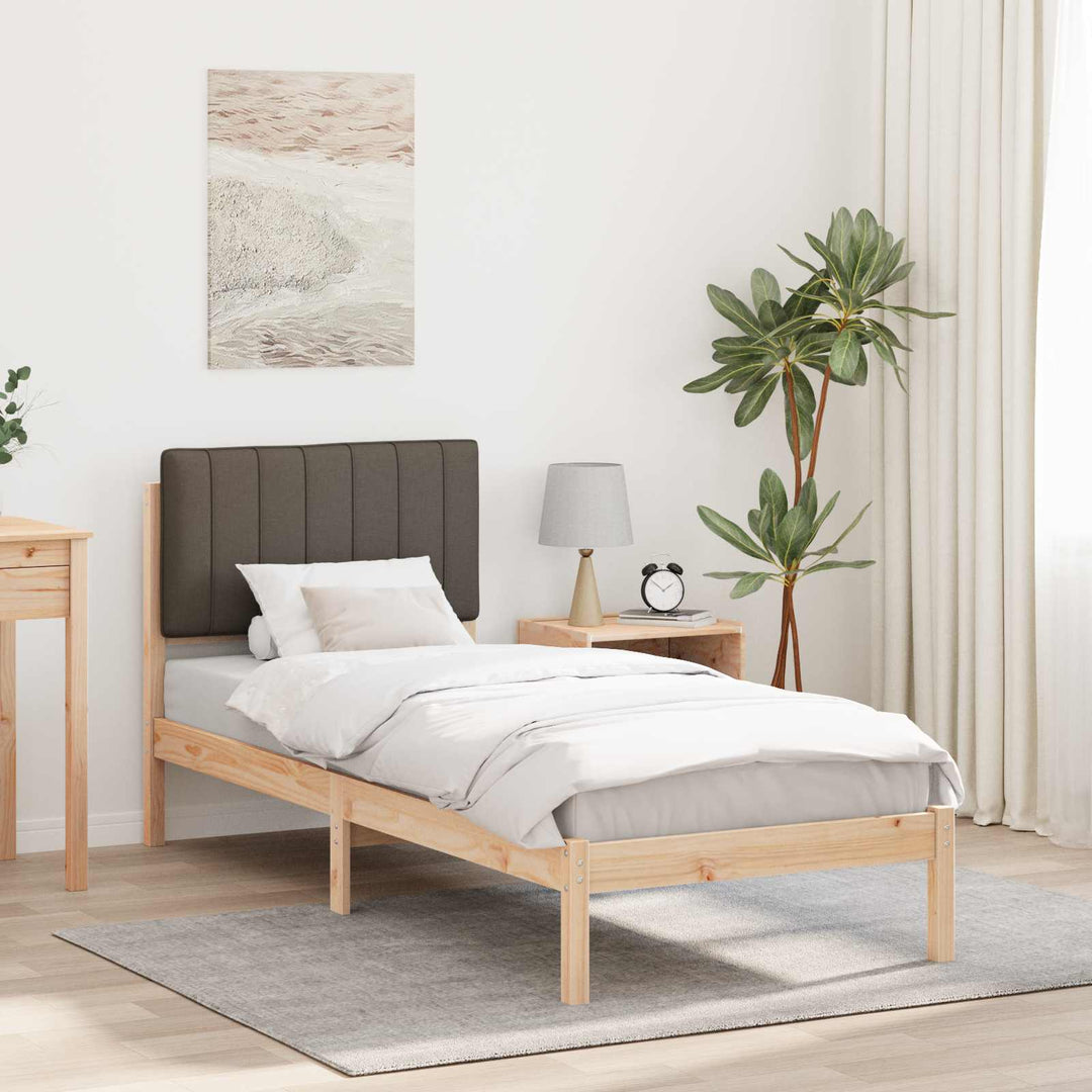 Sengestel med Polstret Hovedgavl Gråbrun 80 x 200 cm