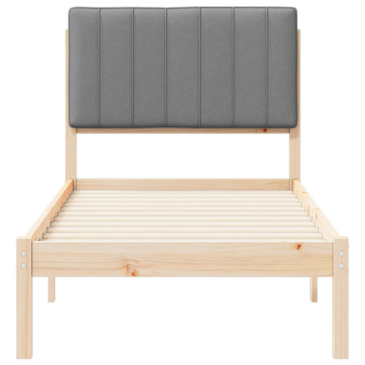 Sengestel med Polstret Hovedgavl Lysegrå 75 x 190 cm