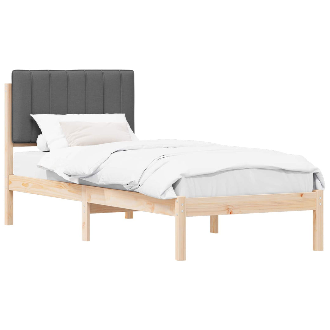 Sengestel med Polstret Hovedgavl Mørkegrå 75 x 190 cm