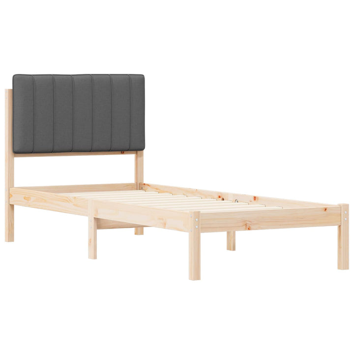 Sengestel med Polstret Hovedgavl Mørkegrå 75 x 190 cm