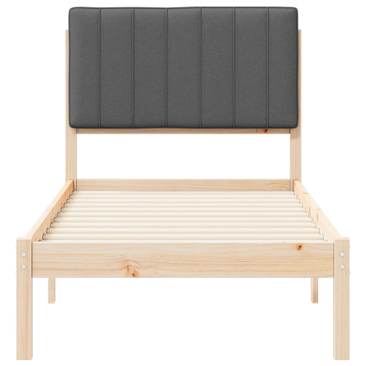 Sengestel med Polstret Hovedgavl Mørkegrå 75 x 190 cm