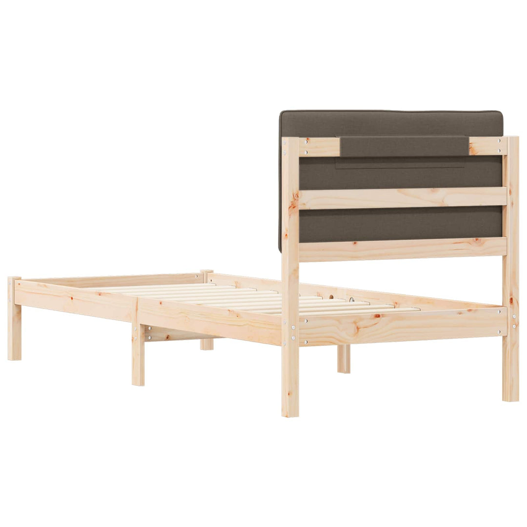 Sengestel med Polstret Hovedgavl Gråbrun 75 x 190 cm