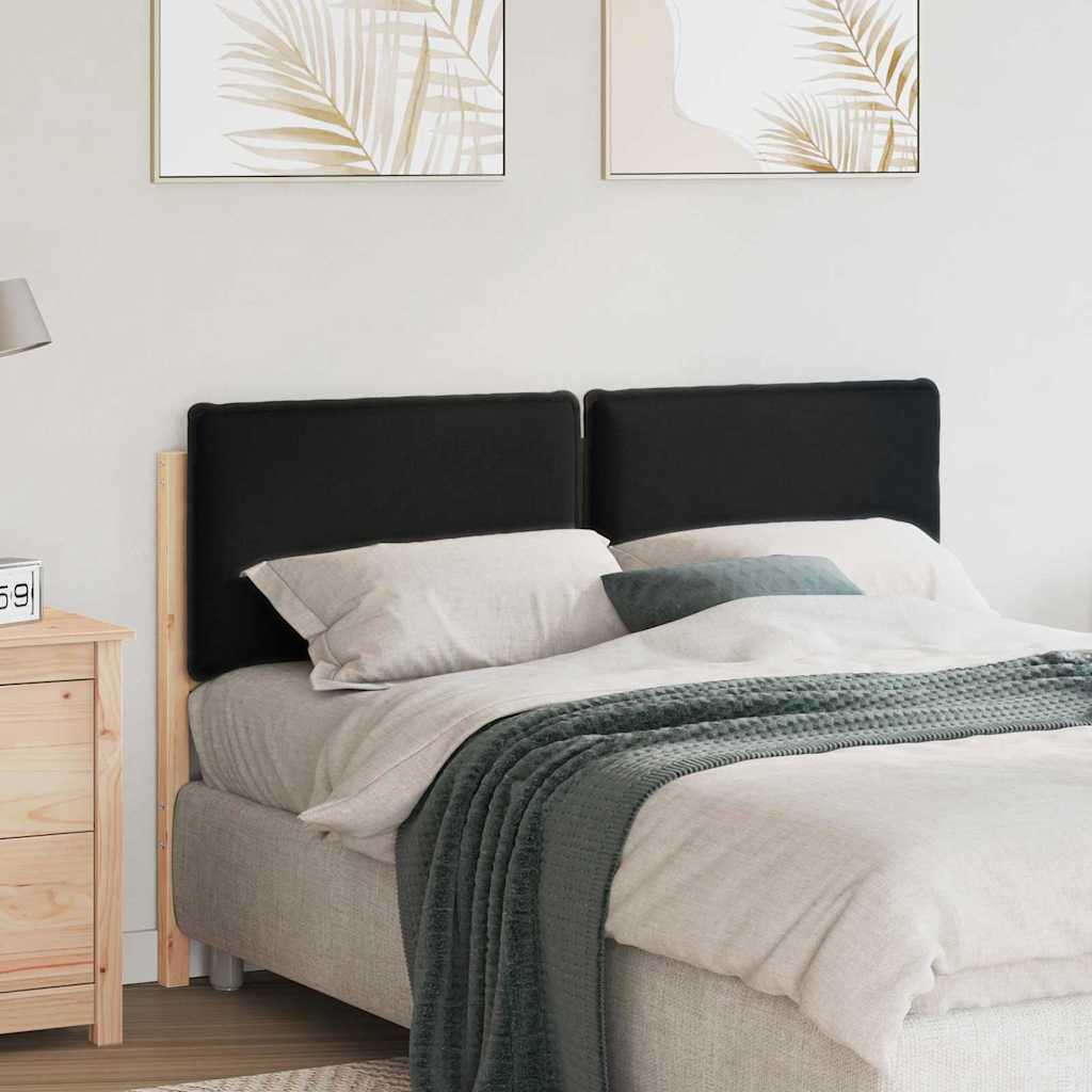 Polstret sengegavl Naturlig og sort 140 cm Massiv fyrretræ