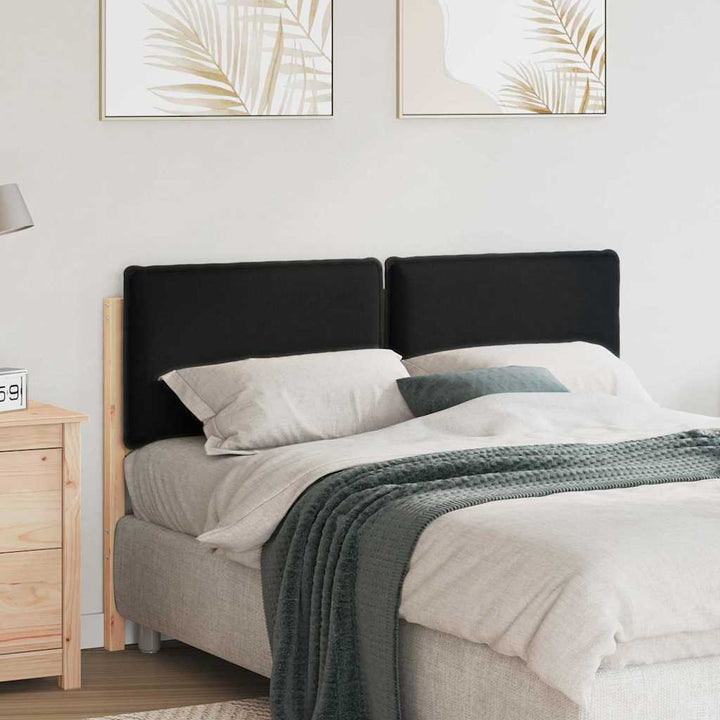 Polstret sengegavl Naturlig og sort 140 cm Massiv fyrretræ