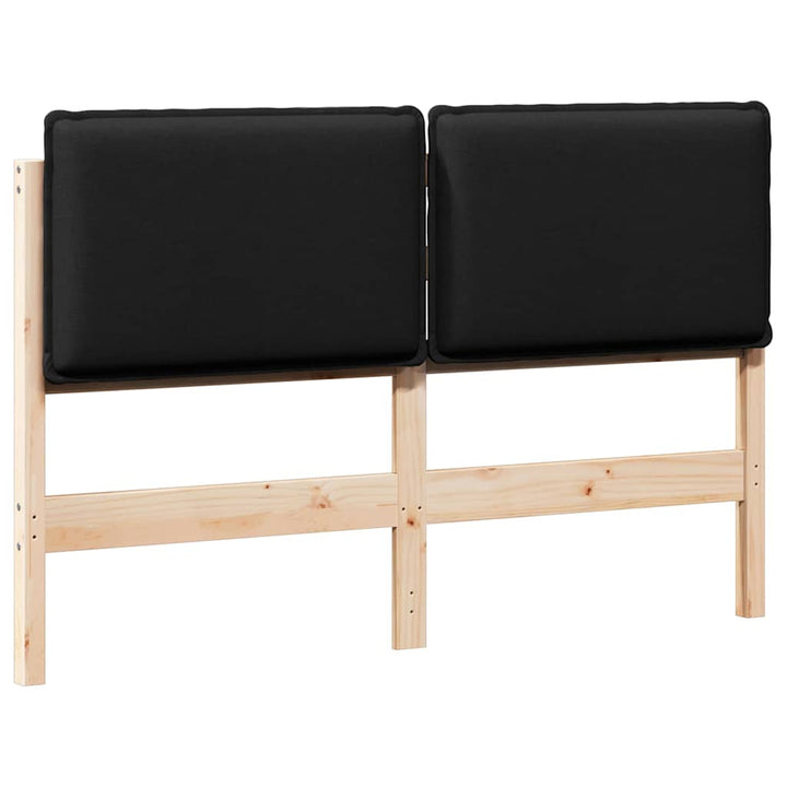 Polstret sengegavl Naturlig og sort 140 cm Massiv fyrretræ