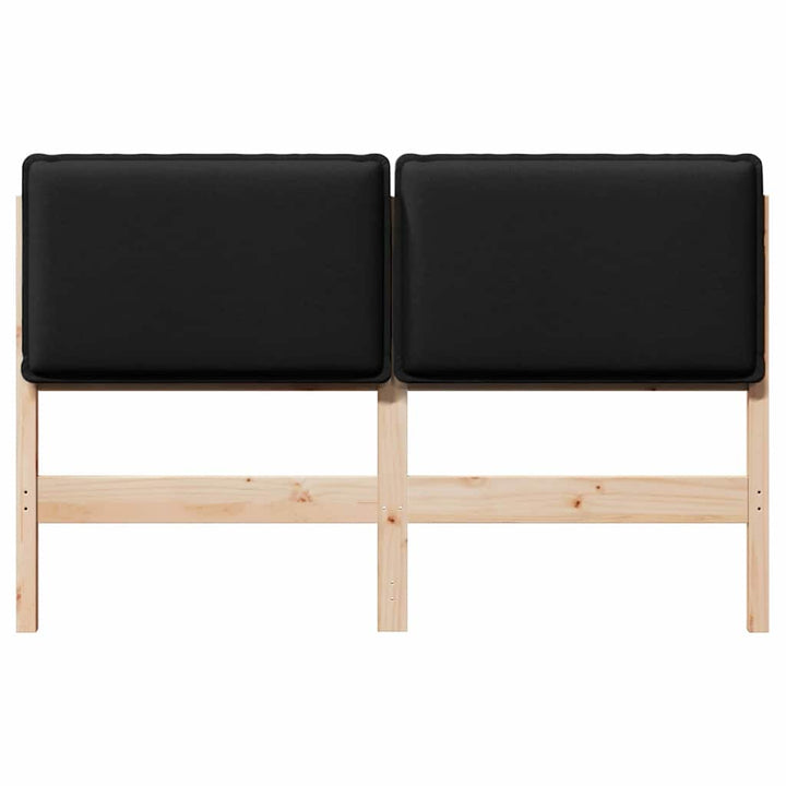 Polstret sengegavl Naturlig og sort 140 cm Massiv fyrretræ