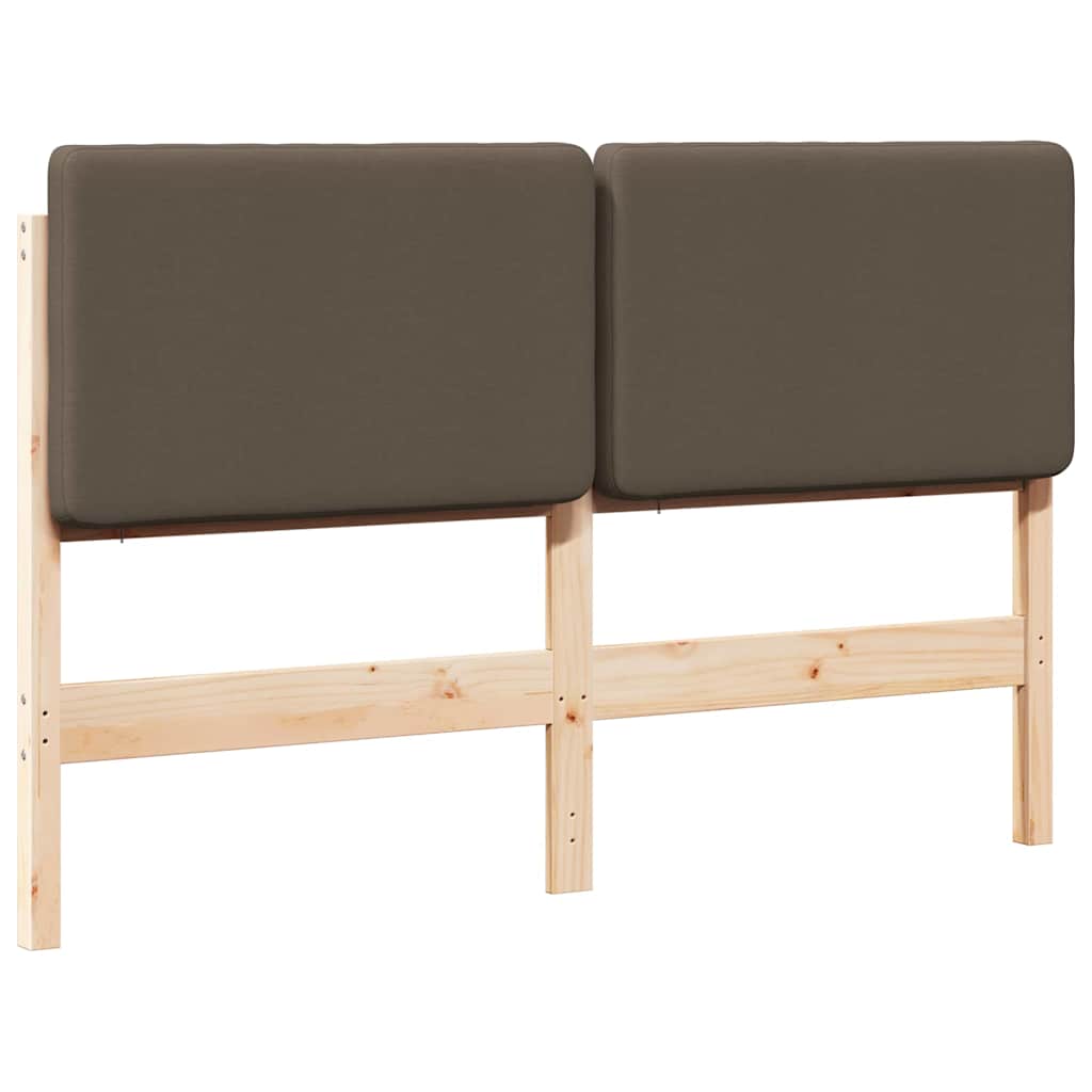 Polstret sengegavl Brun og Taupe 160 cm Massiv fyrretræ