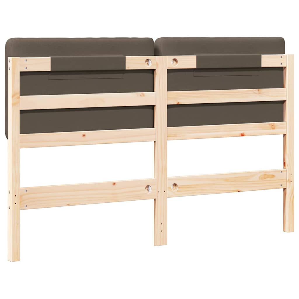 Polstret sengegavl Brun og Taupe 160 cm Massiv fyrretræ