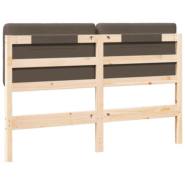 Polstret sengegavl Brun og Taupe 160 cm Massiv fyrretræ