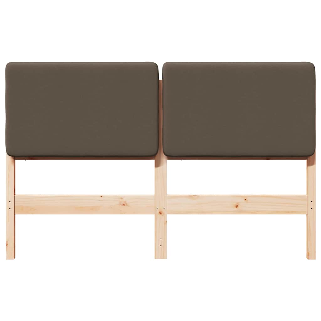 Polstret sengegavl Brun og Taupe 160 cm Massiv fyrretræ