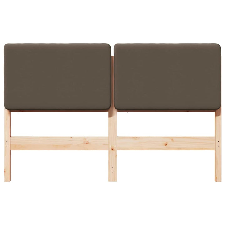 Polstret sengegavl Brun og Taupe 160 cm Massiv fyrretræ