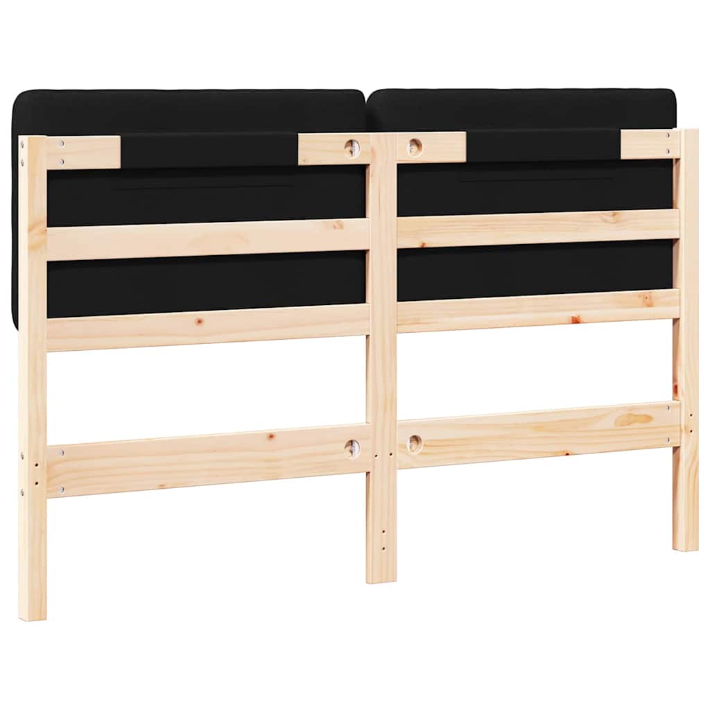 Polstret sengegavl Brun og sort 140 cm Massiv fyrretræ