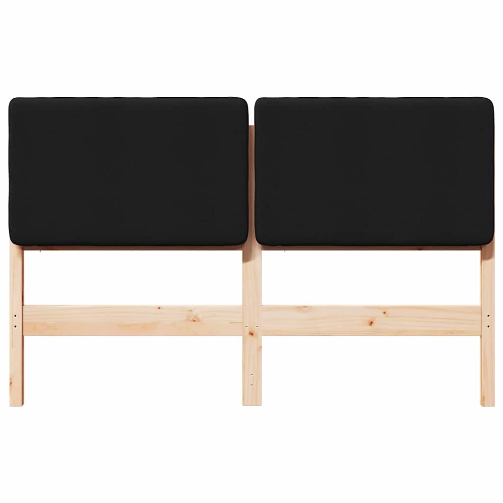 Polstret sengegavl Brun og sort 140 cm Massiv fyrretræ