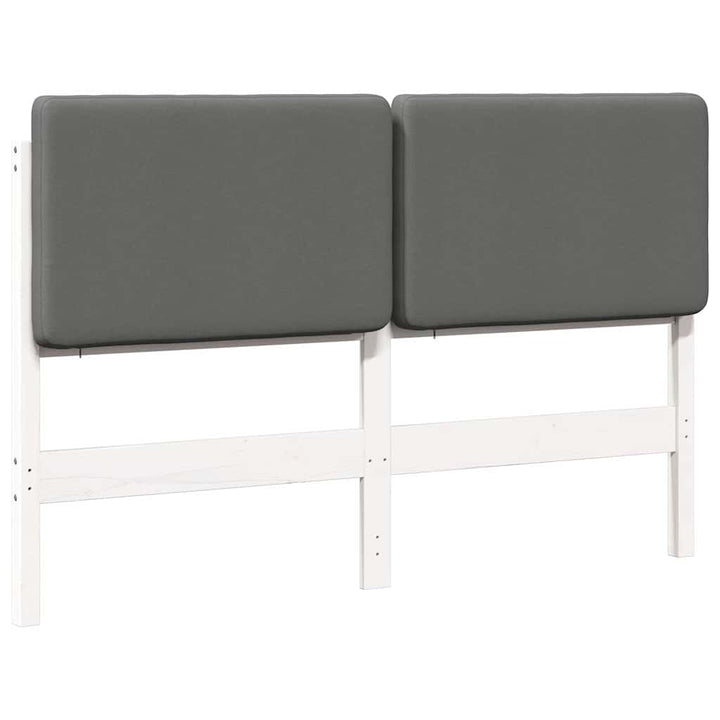 Polstret sengegavl Hvid og Lys Grå 140 cm Massiv fyrretræ