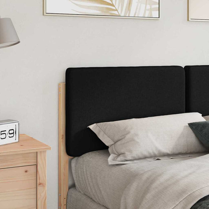 Polstret sengegavl Brun og sort 135 cm Massiv fyrretræ