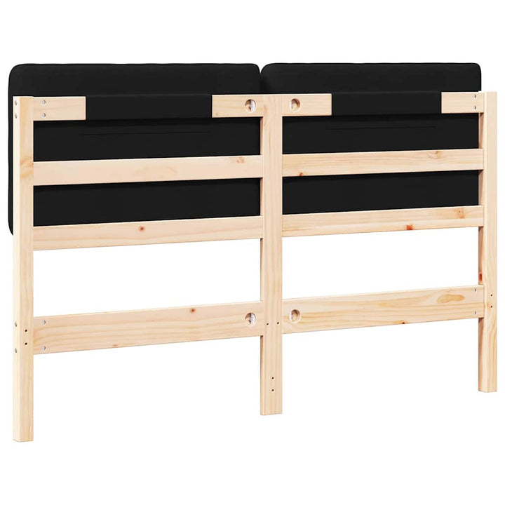 Polstret sengegavl Brun og sort 135 cm Massiv fyrretræ
