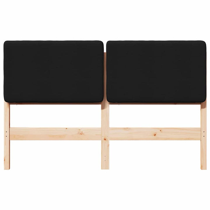 Polstret sengegavl Brun og sort 135 cm Massiv fyrretræ