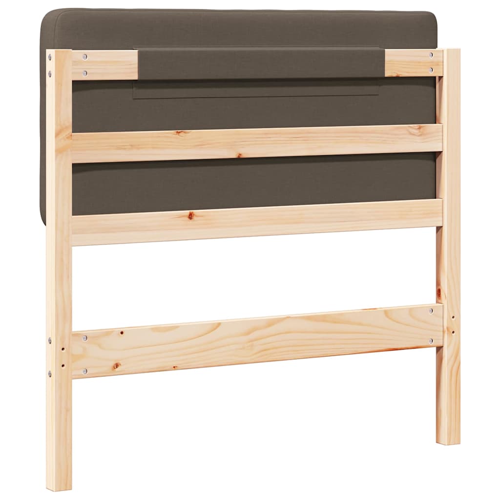 Polstret sengegavl Brun og Taupe 75 cm Massiv fyrretræ