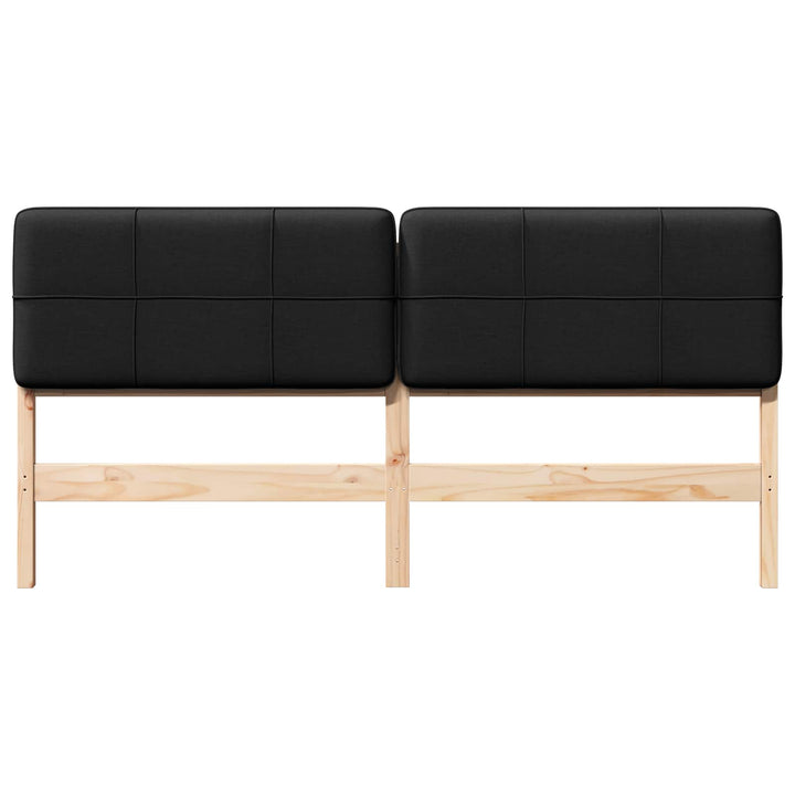 Polstret sengegavl Brun og sort 180 cm Massiv fyrretræ