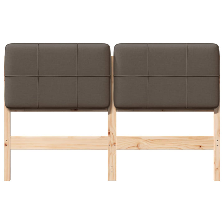 Polstret sengegavl Brun og Taupe 150 cm Massiv fyrretræ