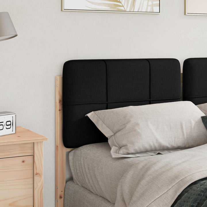 Polstret sengegavl Brun og sort 140 cm Massiv fyrretræ