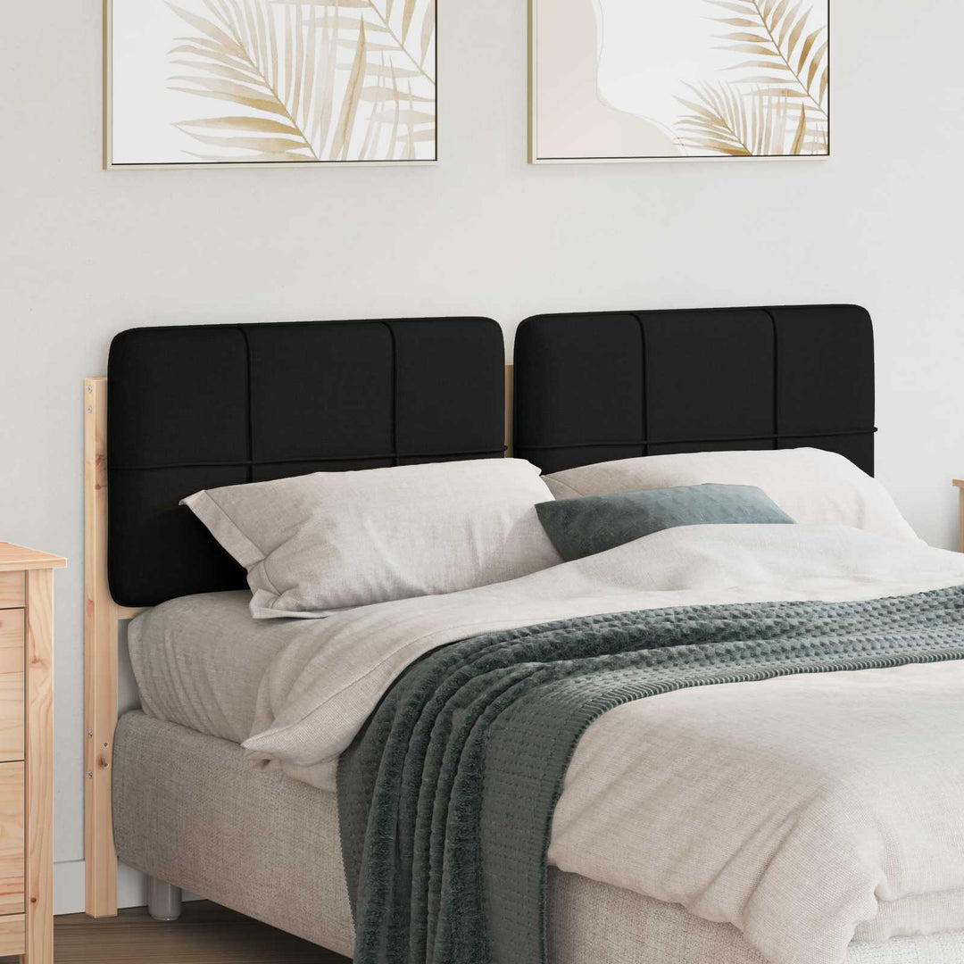Polstret sengegavl Brun og sort 140 cm Massiv fyrretræ
