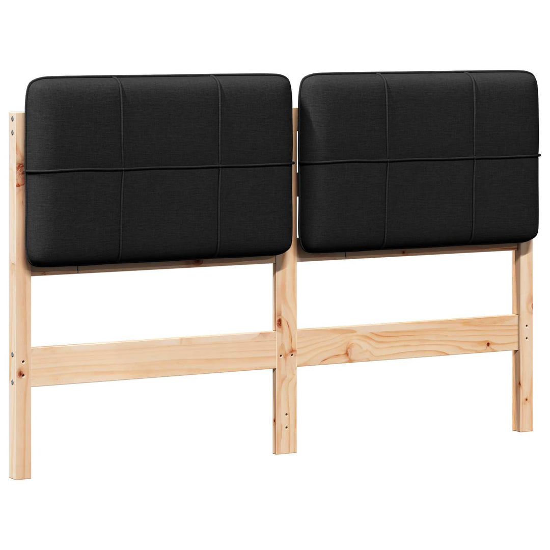 Polstret sengegavl Brun og sort 140 cm Massiv fyrretræ