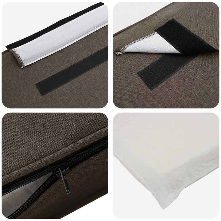 Polstret sengegavl Brun og Taupe 140 cm Massiv fyrretræ