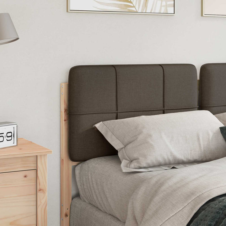 Polstret sengegavl Brun og Taupe 140 cm Massiv fyrretræ