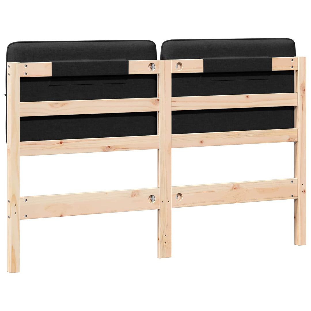 Polstret sengegavl Brun og sort 135 cm Massiv fyrretræ