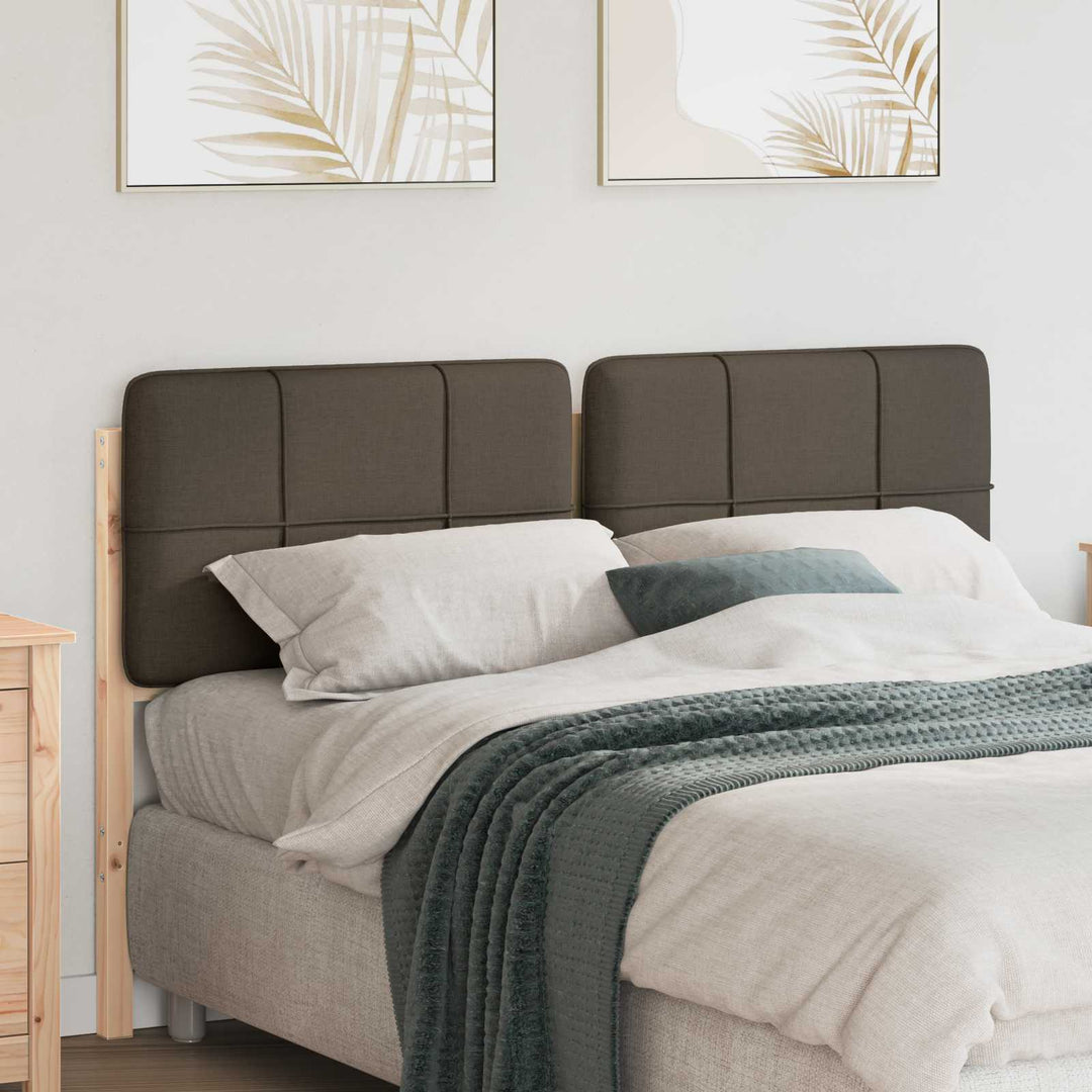 Polstret sengegavl Brun og Taupe 135 cm Massiv fyrretræ