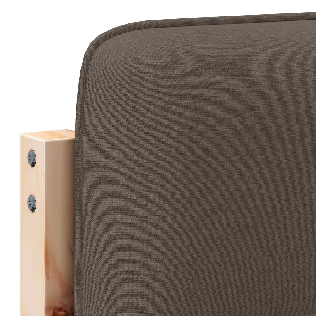 Polstret sengegavl Brun og Taupe 120 cm Massiv fyrretræ