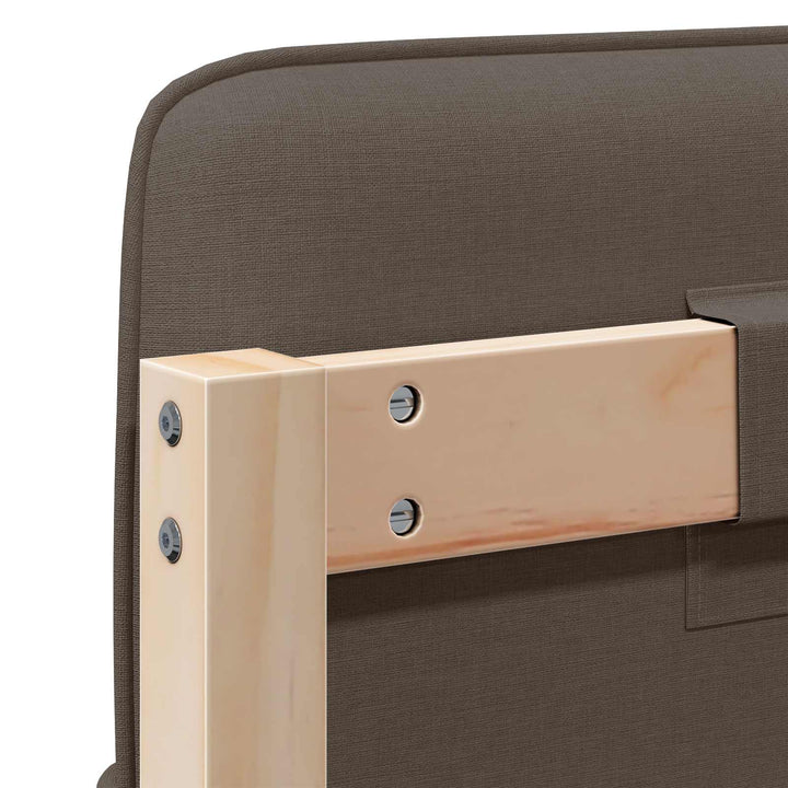 Polstret sengegavl Brun og Taupe 120 cm Massiv fyrretræ