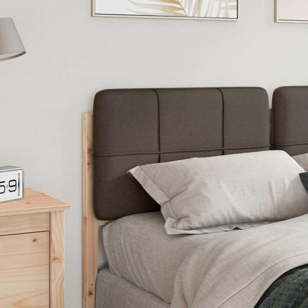 Polstret sengegavl Brun og Taupe 120 cm Massiv fyrretræ