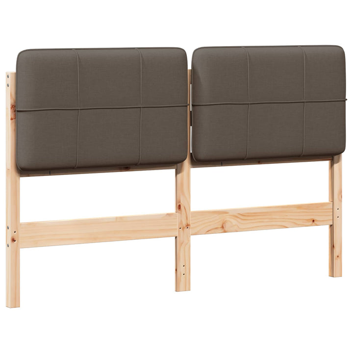 Polstret sengegavl Brun og Taupe 120 cm Massiv fyrretræ