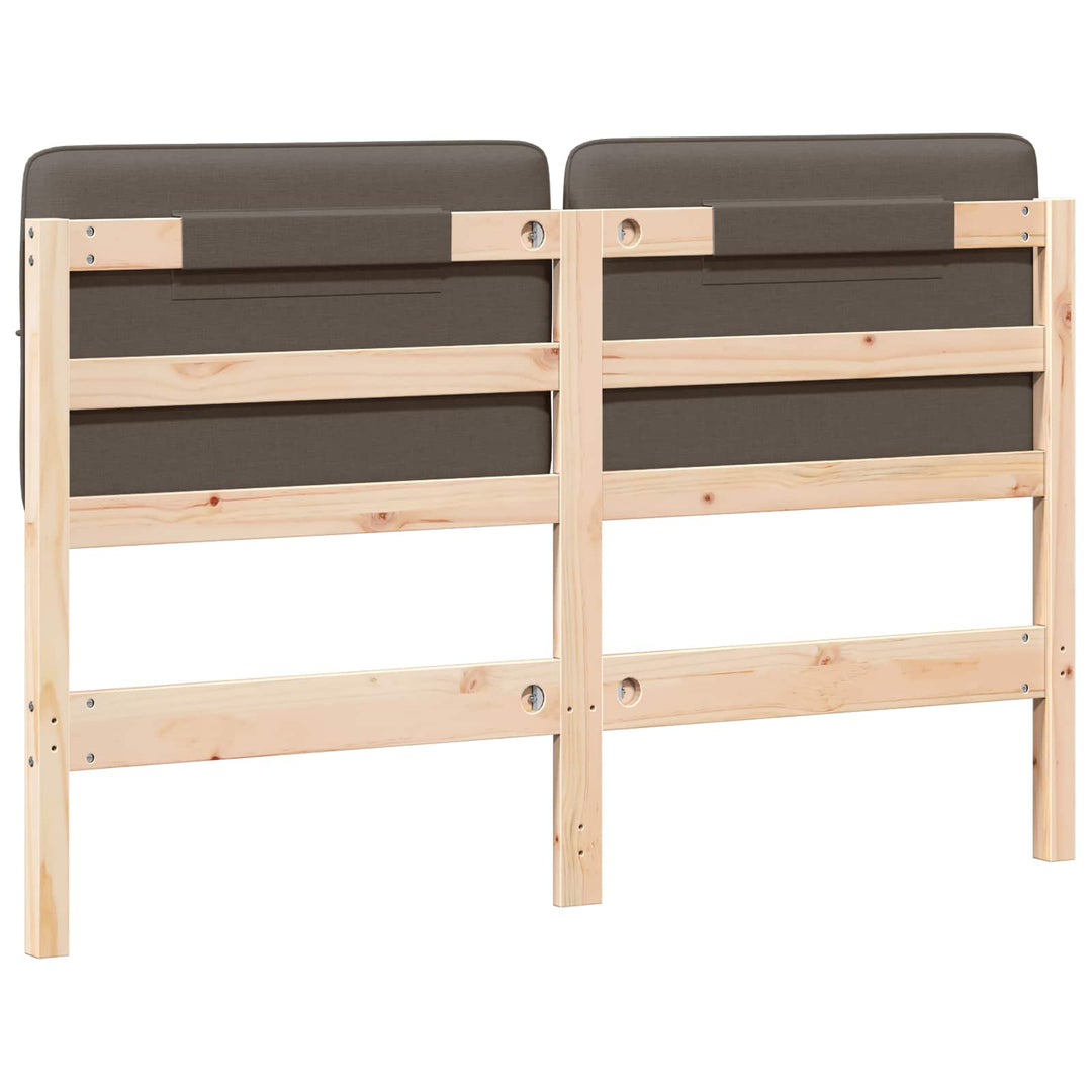 Polstret sengegavl Brun og Taupe 120 cm Massiv fyrretræ