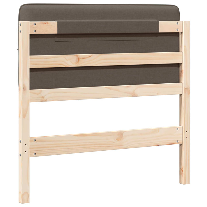 Polstret sengegavl Brun og Taupe 90 cm Massiv fyrretræ