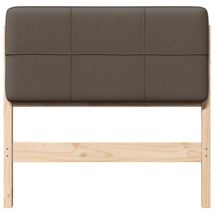 Polstret sengegavl Brun og Taupe 90 cm Massiv fyrretræ