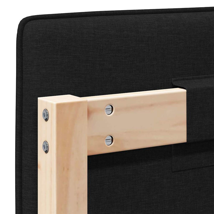 Polstret sengegavl Brun og sort 200 cm Massiv fyrretræ