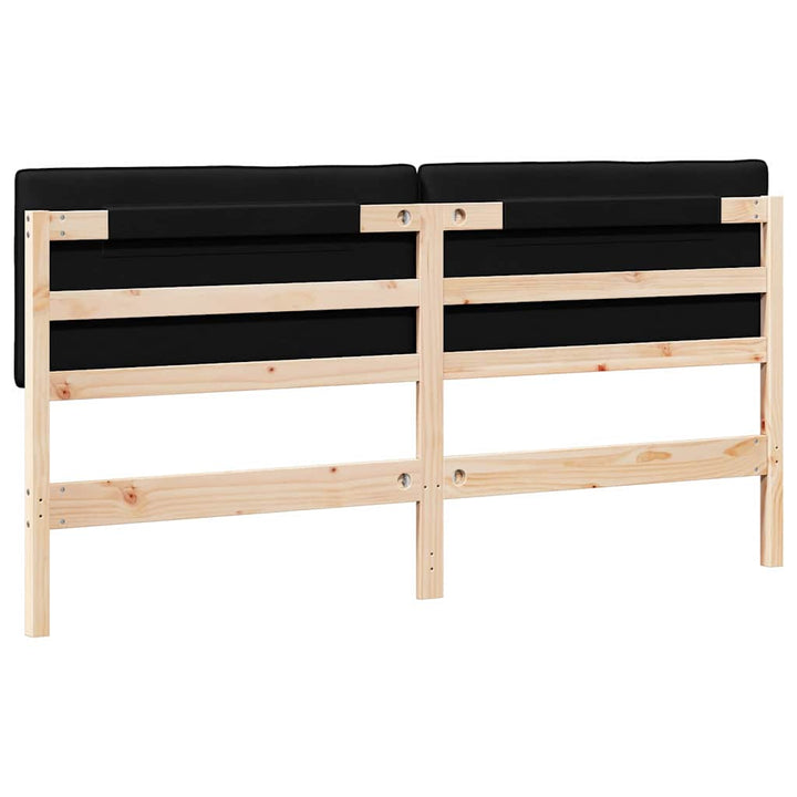 Polstret sengegavl Brun og sort 180 cm Massiv fyrretræ