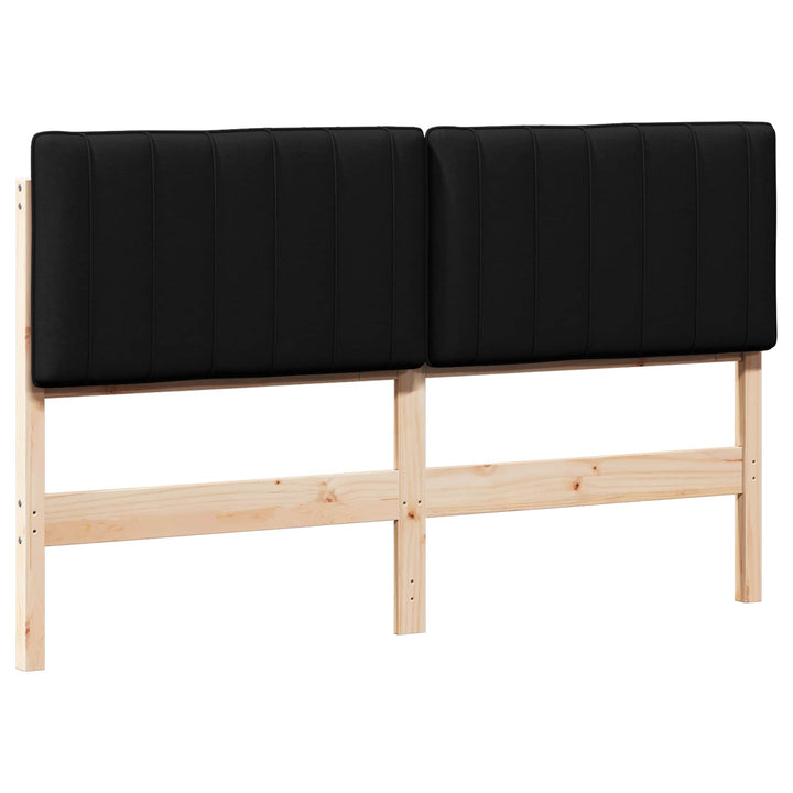Polstret sengegavl Brun og sort 160 cm Massiv fyrretræ