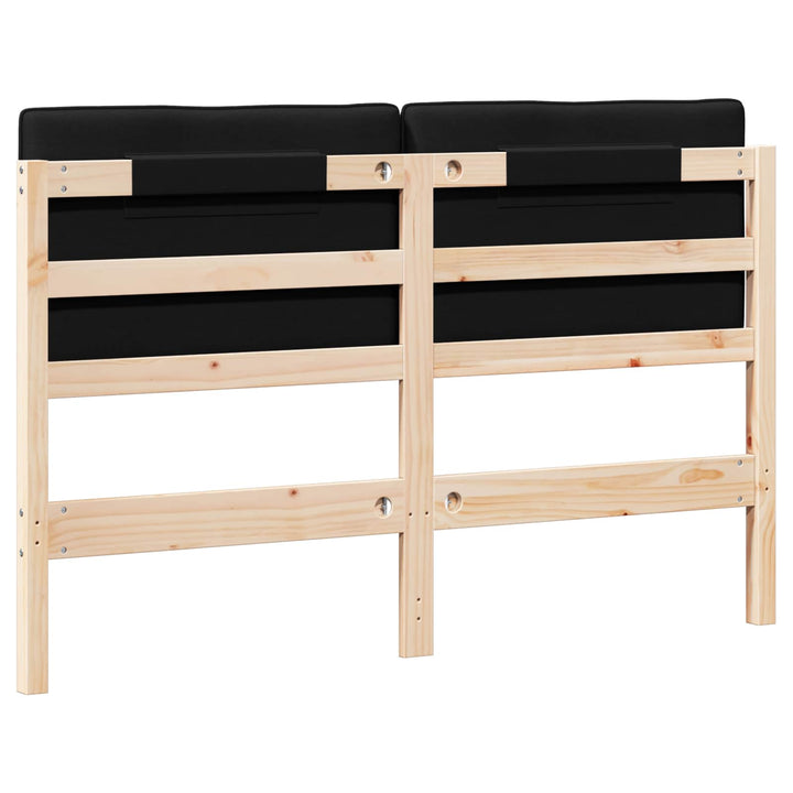 Polstret sengegavl Brun og sort 160 cm Massiv fyrretræ