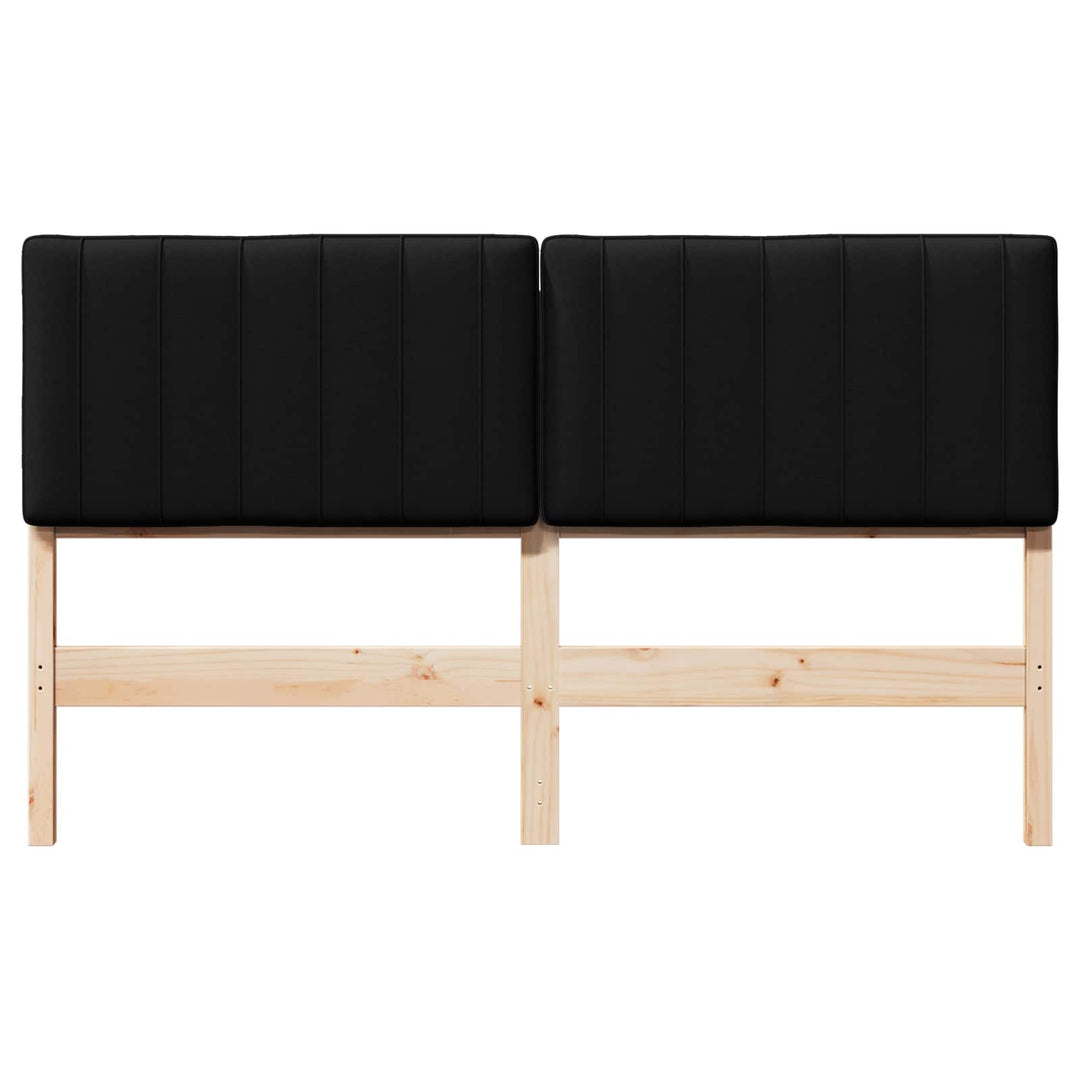 Polstret sengegavl Brun og sort 160 cm Massiv fyrretræ