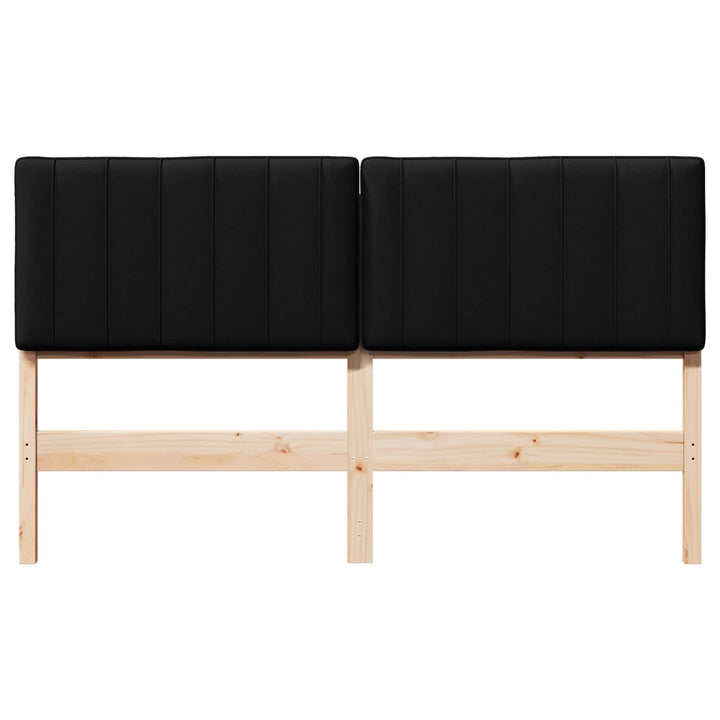 Polstret sengegavl Brun og sort 160 cm Massiv fyrretræ