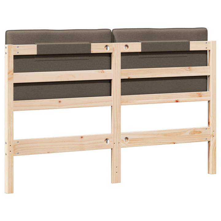 Polstret sengegavl Brun og Taupe 160 cm Massiv fyrretræ