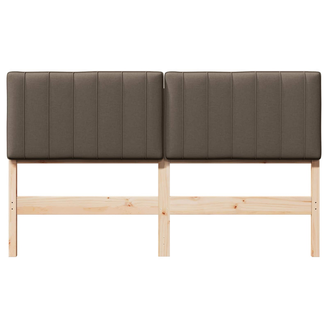 Polstret sengegavl Brun og Taupe 160 cm Massiv fyrretræ