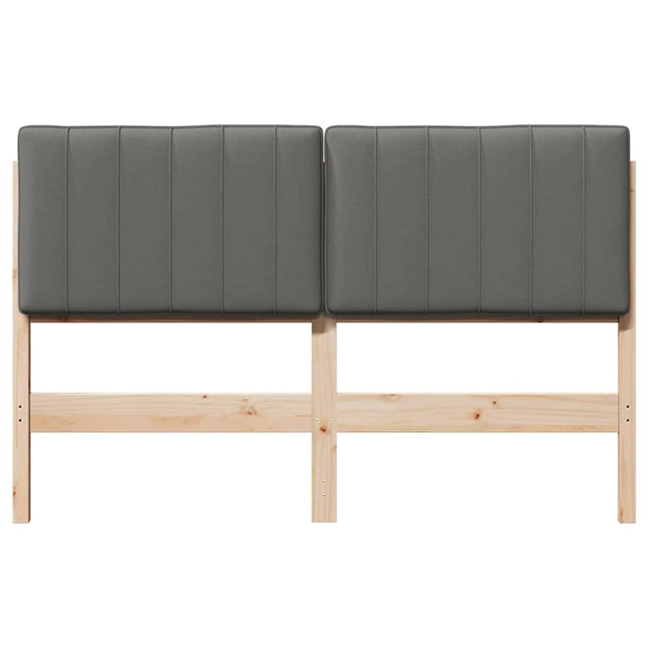 Polstret sengegavl Brun og Lys Grå 140 cm Massiv fyrretræ